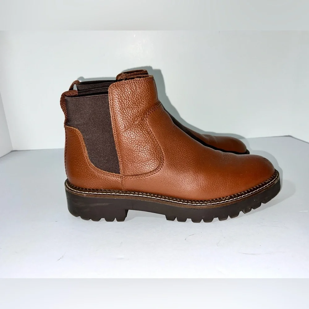 Nordstrom Rack Brown Man Leather Elastic Waterproof Round Toe Ankle Boot